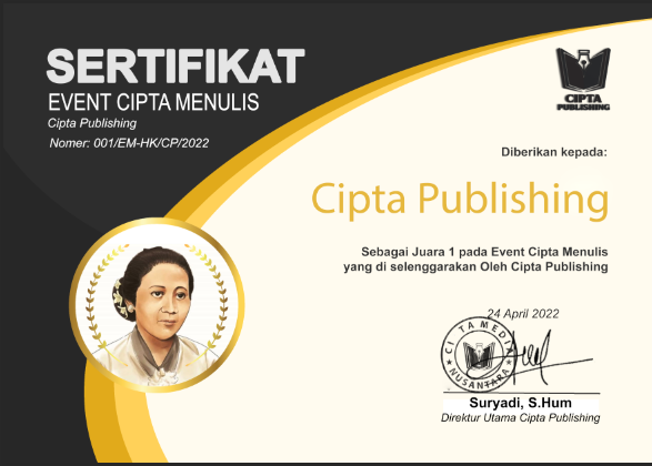 Sertifikat pemenang event menulis
